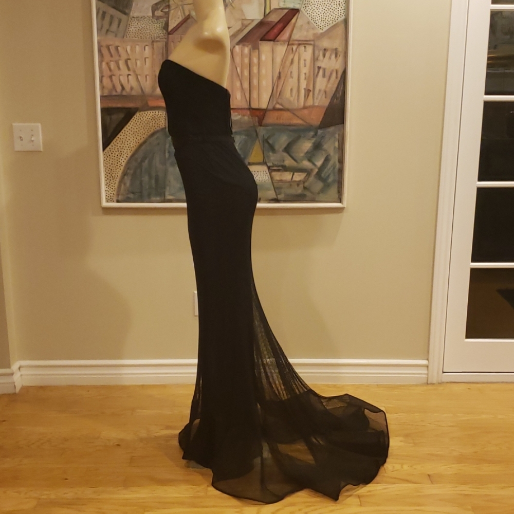Terani Couture One-of-a-Kind Sample Mermaid Gown Black Navy Pageant Black Tie